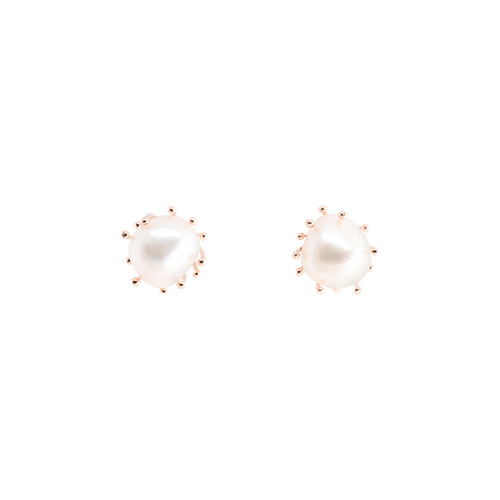[92.5 Silver] Large Size Fresh-Water Pearl Post Earrings/[92.5 실버] 라지 사이즈 담수진주 포스트 귀걸이