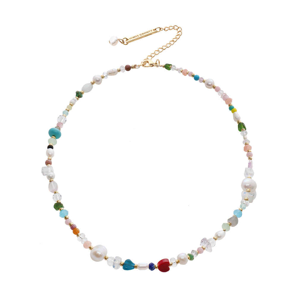 Color Gemstone Chocker Necklace/컬러 젬스톤 초커 목걸이