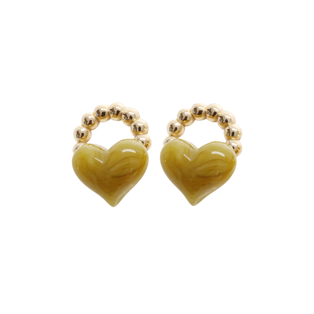 Green Tea Latte Heart Earrings/그린티 라떼 하트 귀걸이