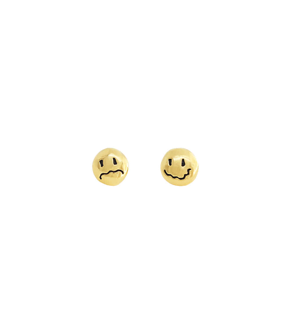 OOPS&amp;OUCH Simple HAPPY &amp; BORED Face Earrings in Gold