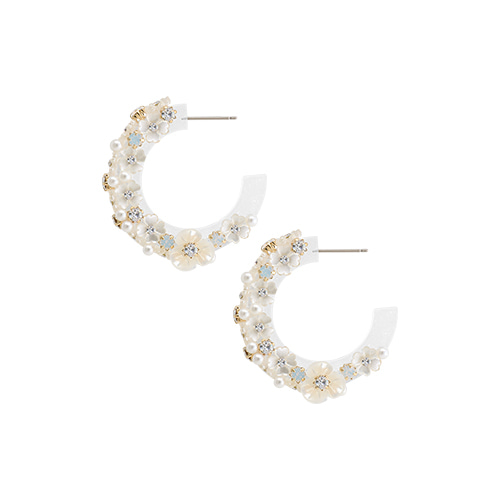 Pearly Flower Circle Post Earrings/펄리 플라워 써클 포스트 귀걸이